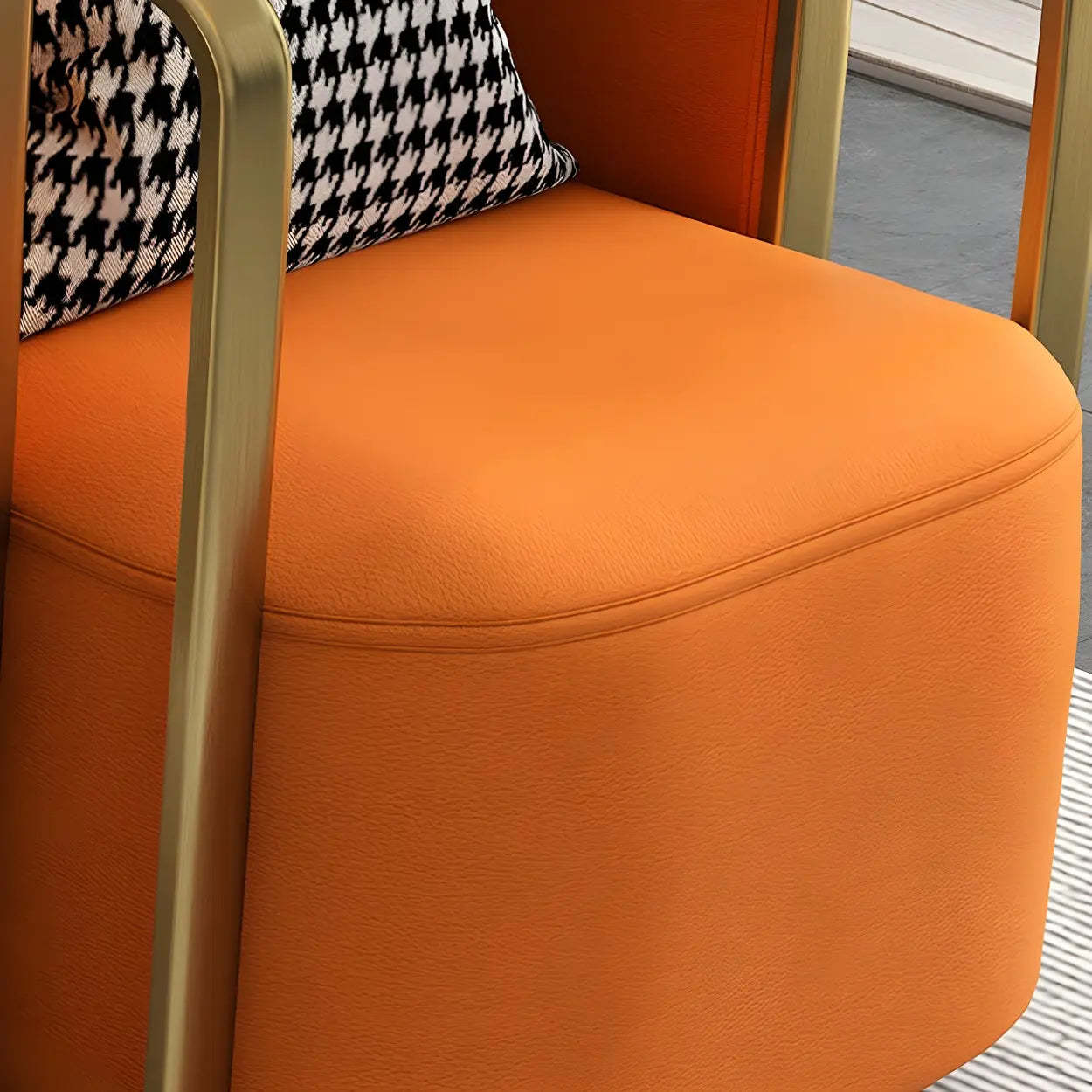 Glam Microfiber Leather Arm Chair with Pillow Back — Yellow / Leather / 1 Piece