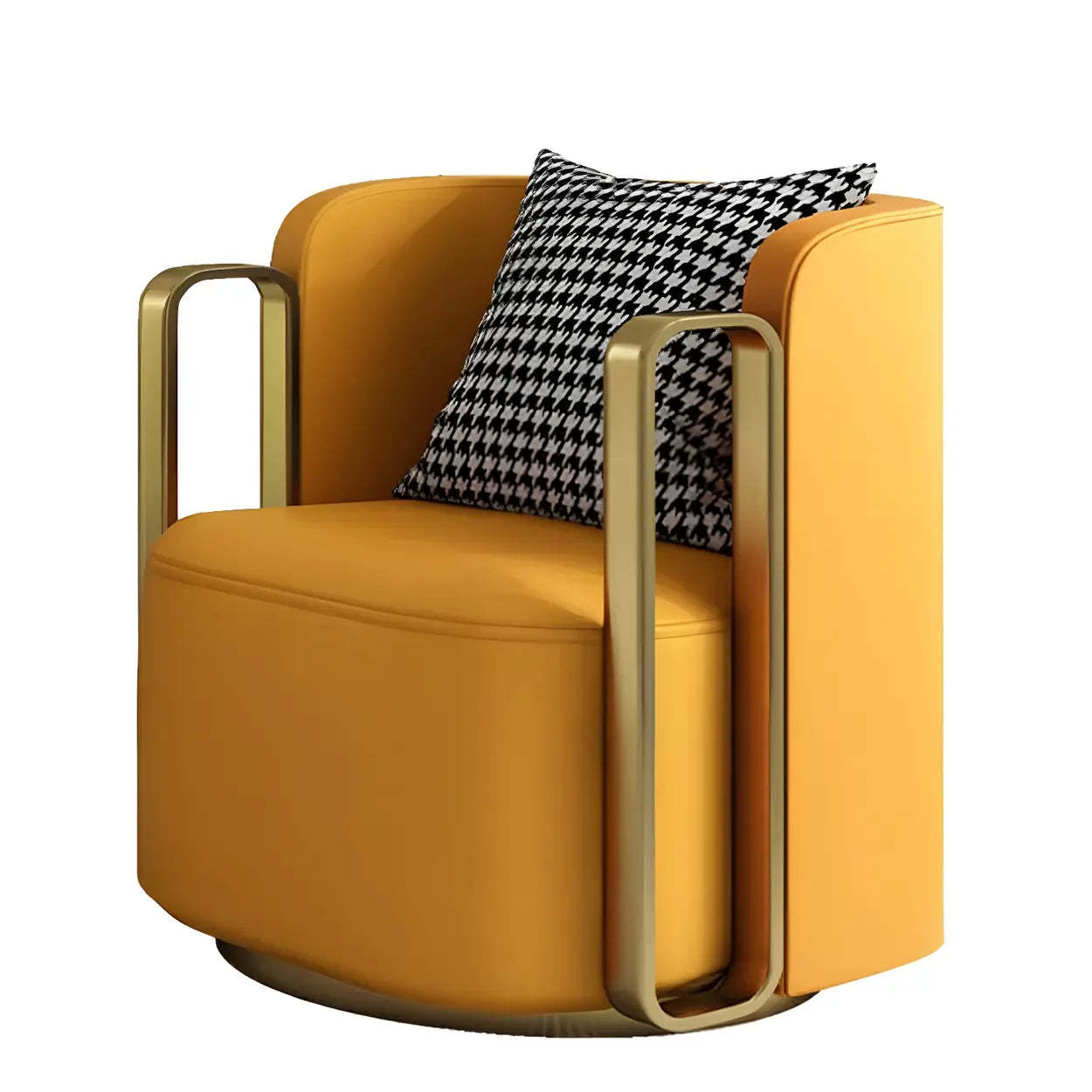 Glam Microfiber Leather Arm Chair with Pillow Back — Yellow / Microfiber Leather / 1 Piece
