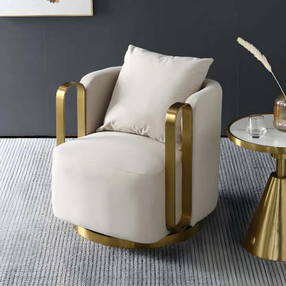 Glam Microfiber Leather Arm Chair with Pillow Back — Grey / Cotton / 2 Piece Set