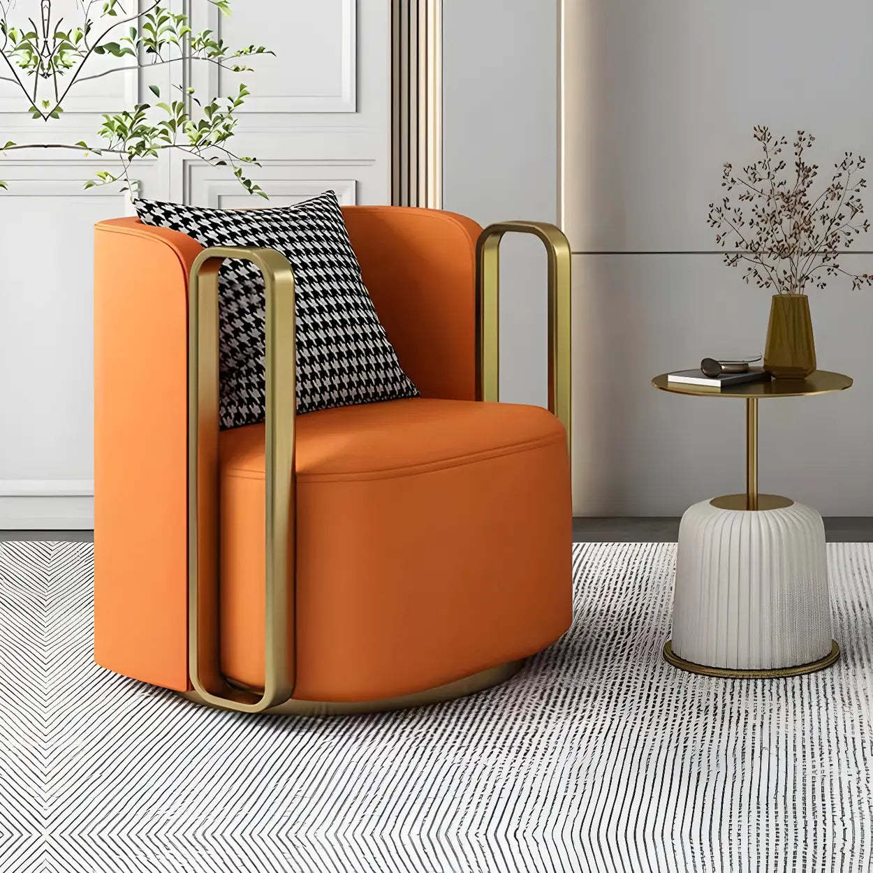 Glam Microfiber Leather Arm Chair with Pillow Back — Light Gray / Leather / 1 Piece