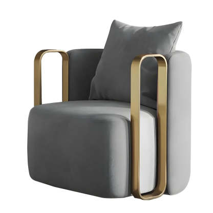 Glam Microfiber Leather Arm Chair with Pillow Back — Off-White / Cotton / 2 Piece Set