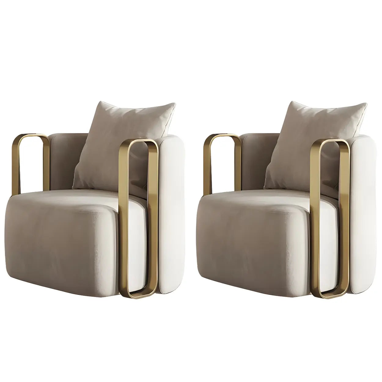 Glam Microfiber Leather Arm Chair with Pillow Back — Light Gray / Microfiber Leather / 1 Piece
