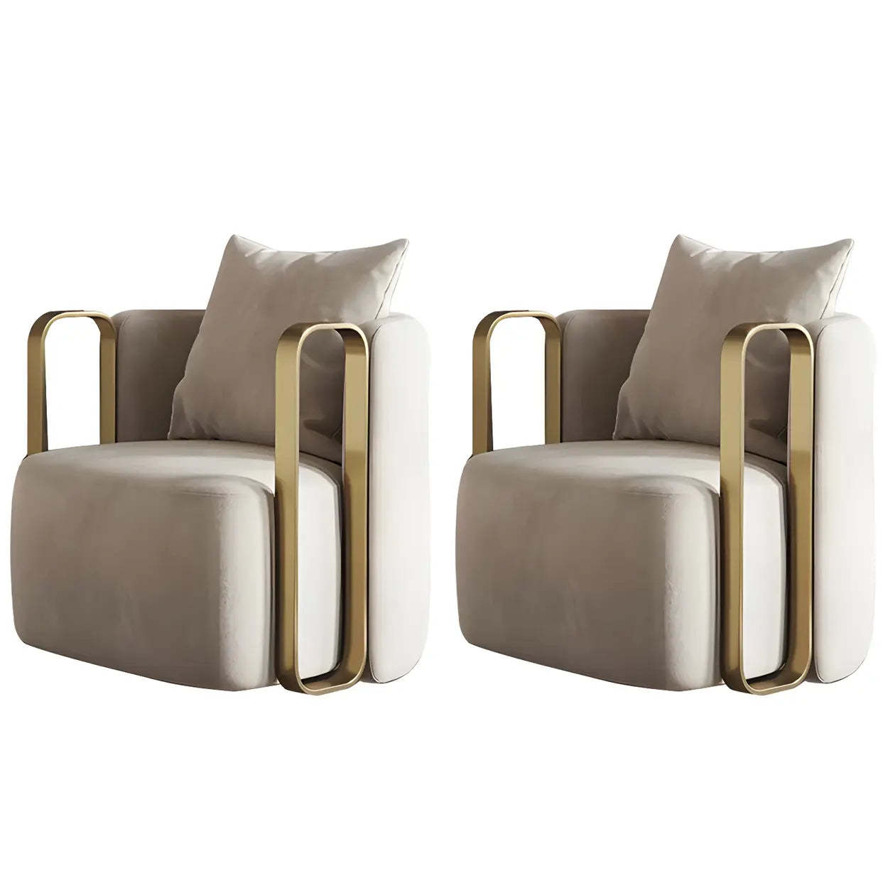 Glam Microfiber Leather Arm Chair with Pillow Back — Light Gray / Microfiber Leather / 1 Piece
