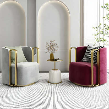 Glam Microfiber Leather Arm Chair with Pillow Back — Off-White / Leather / 1 Piece