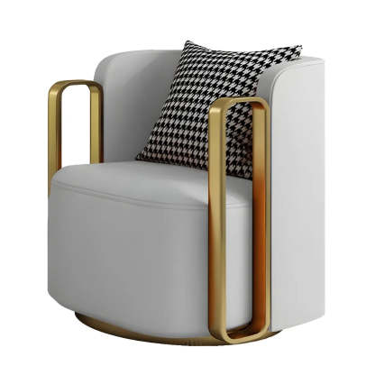 Glam Microfiber Leather Arm Chair with Pillow Back — Off-White / Microfiber Leather / 1 Piece