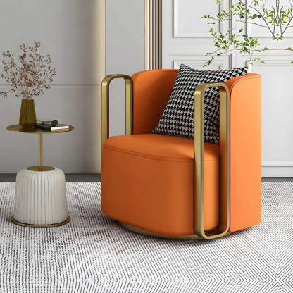 Glam Microfiber Leather Arm Chair with Pillow Back — Off-White / Microfiber Leather / 2 Piece Set