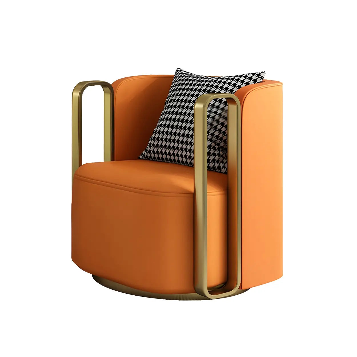 Glam Microfiber Leather Arm Chair with Pillow Back — Yellow / Cotton / 1 Piece