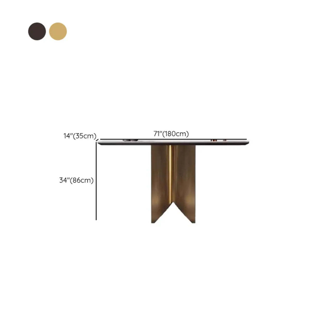 Glam Entryway Metal Pedestal Console Table