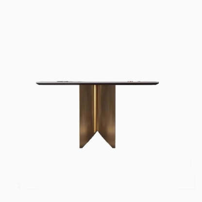 Glam Entryway Metal Pedestal Console Table — Black/Gold