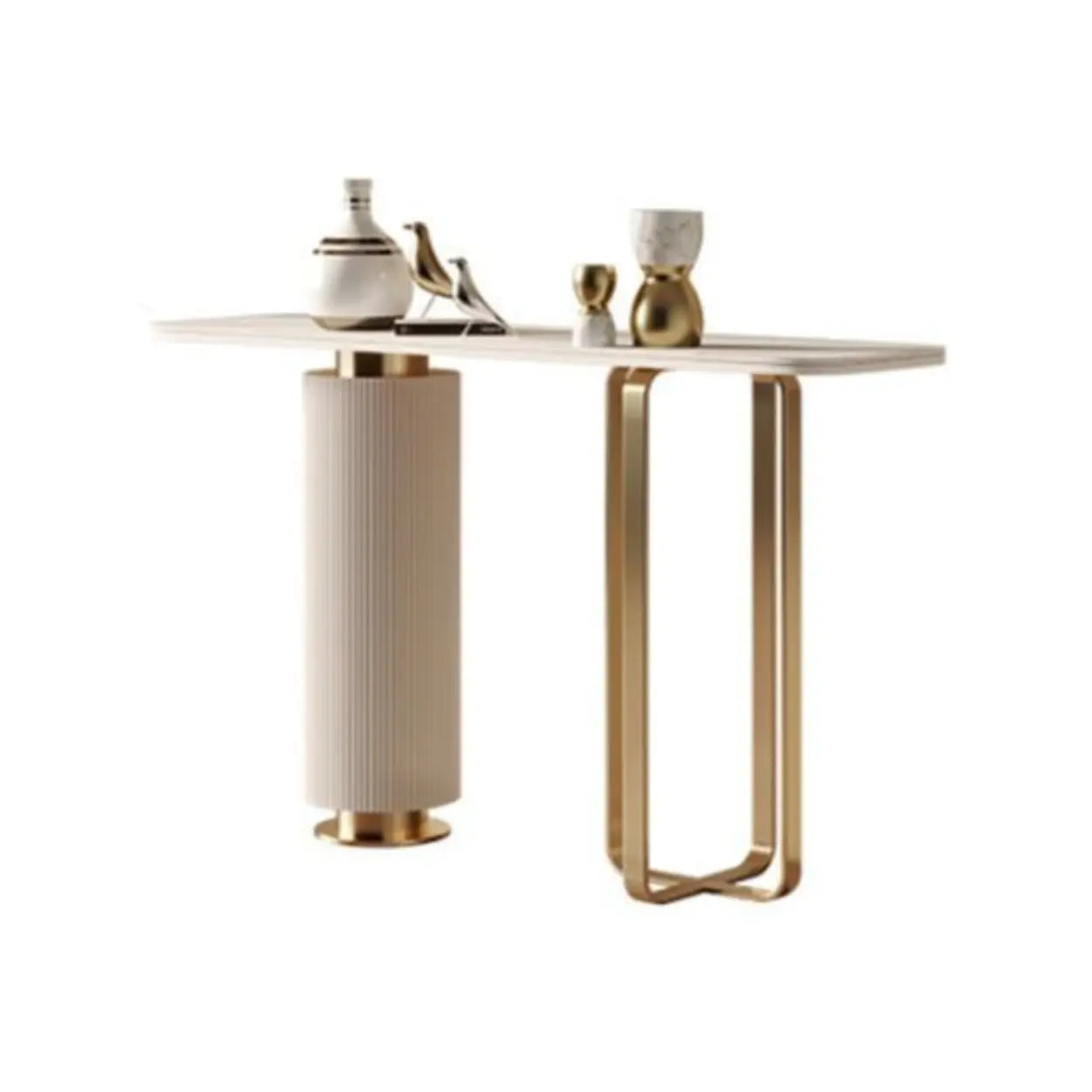 Glam Modern Gold Pedestal Rectangular Console Table
