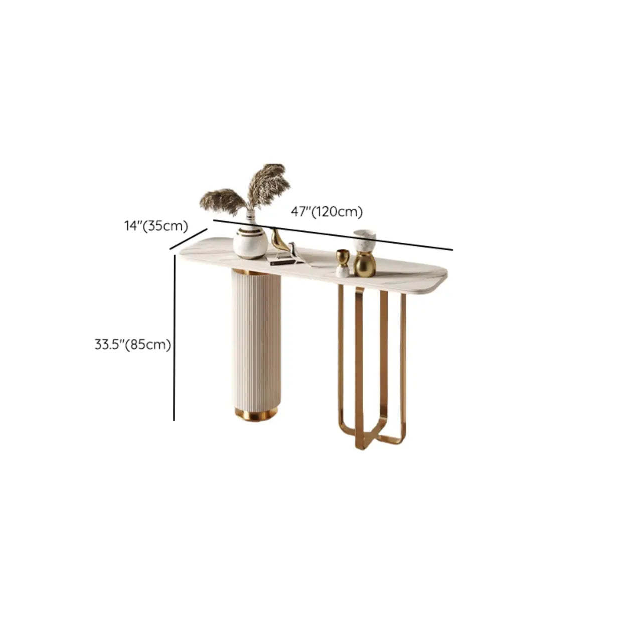 Glam Modern Gold Pedestal Rectangular Console Table