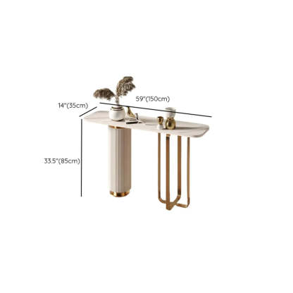 Glam Modern Gold Pedestal Rectangular Console Table