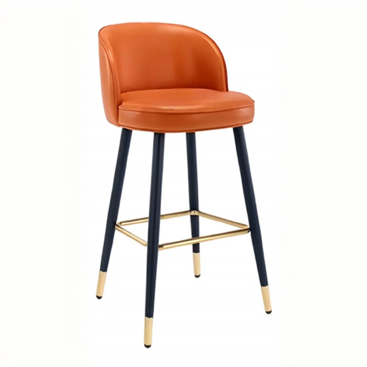 Glam Low Back Upholstered Bucket Bar Stool — Orange