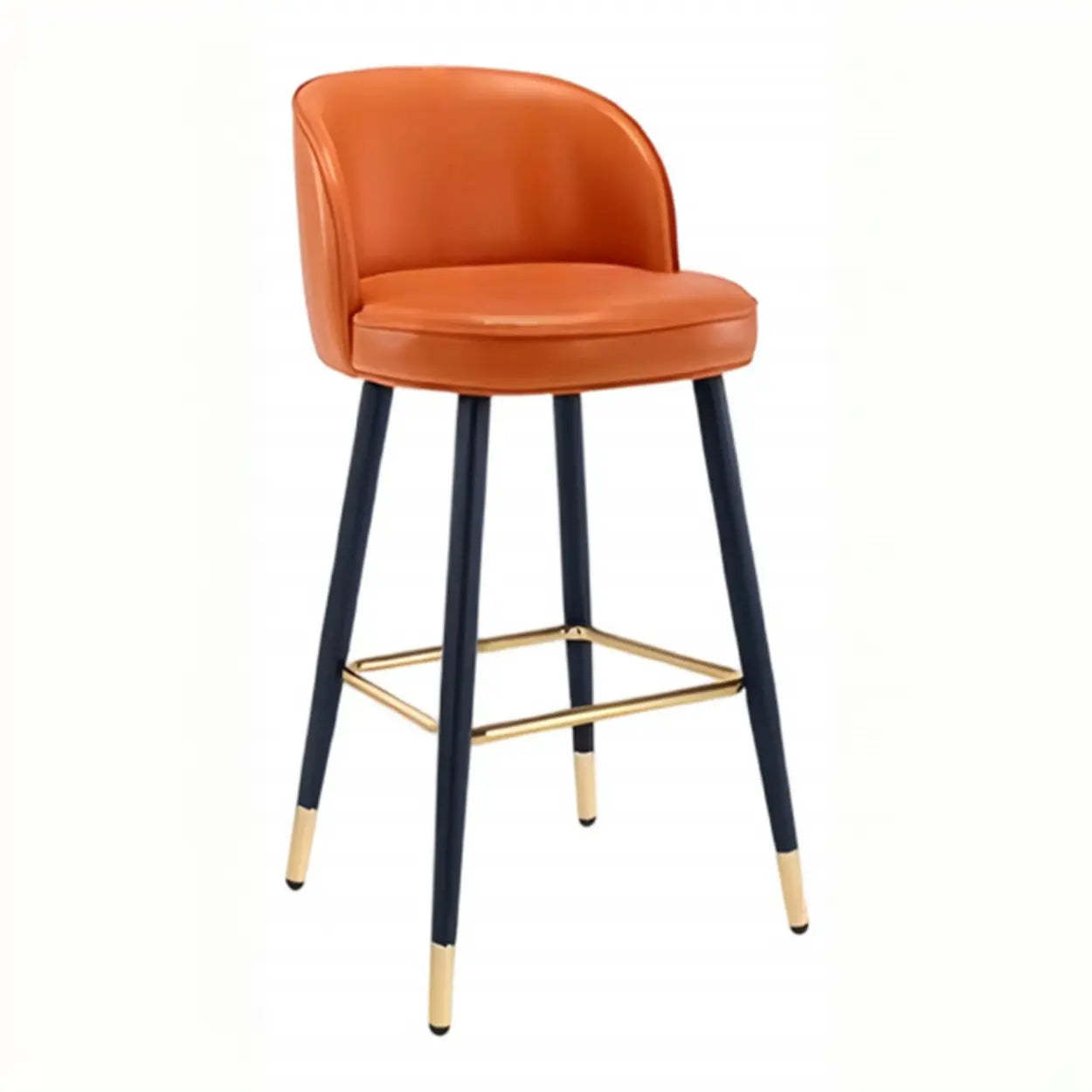 Glam Low Back Upholstered Bucket Bar Stool — Orange