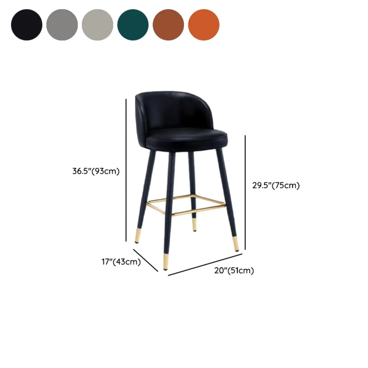 Glam Low Back Upholstered Bucket Bar Stool — Gray/White