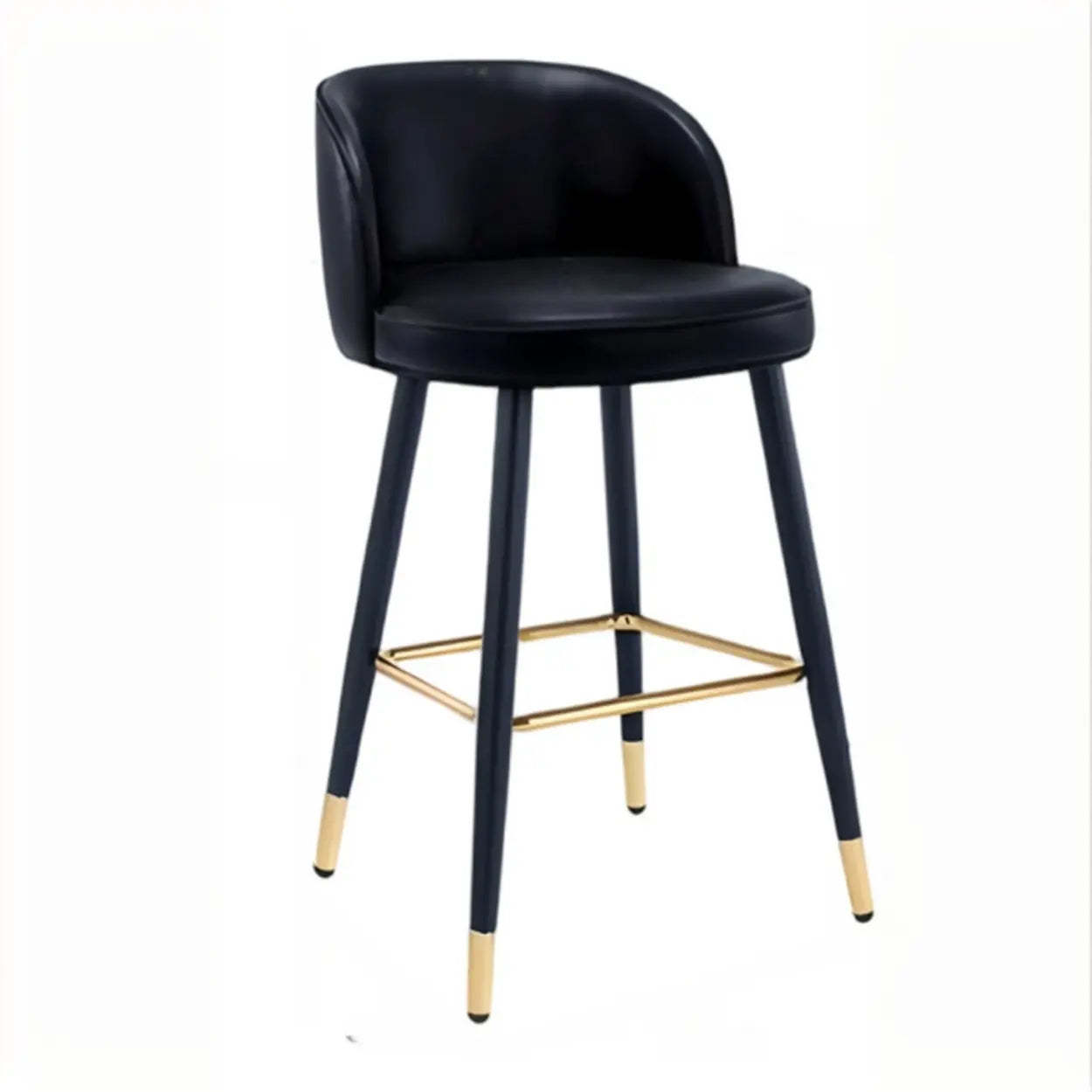 Glam Low Back Upholstered Bucket Bar Stool — Black