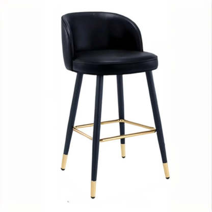 Glam Low Back Upholstered Bucket Bar Stool — Black