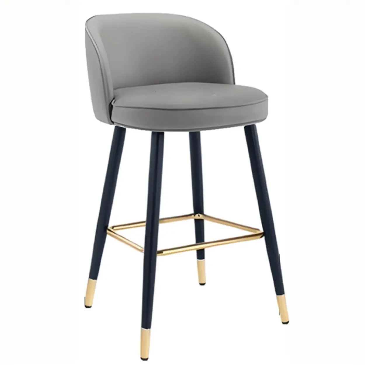 Glam Low Back Upholstered Bucket Bar Stool — Black