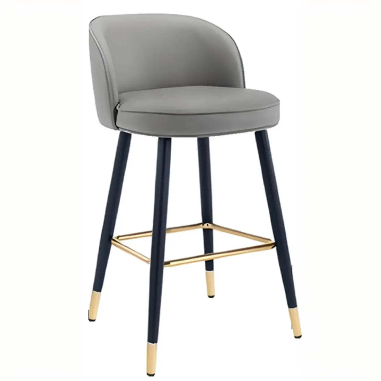Glam Low Back Upholstered Bucket Bar Stool — Black