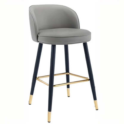 Glam Low Back Upholstered Bucket Bar Stool — Black
