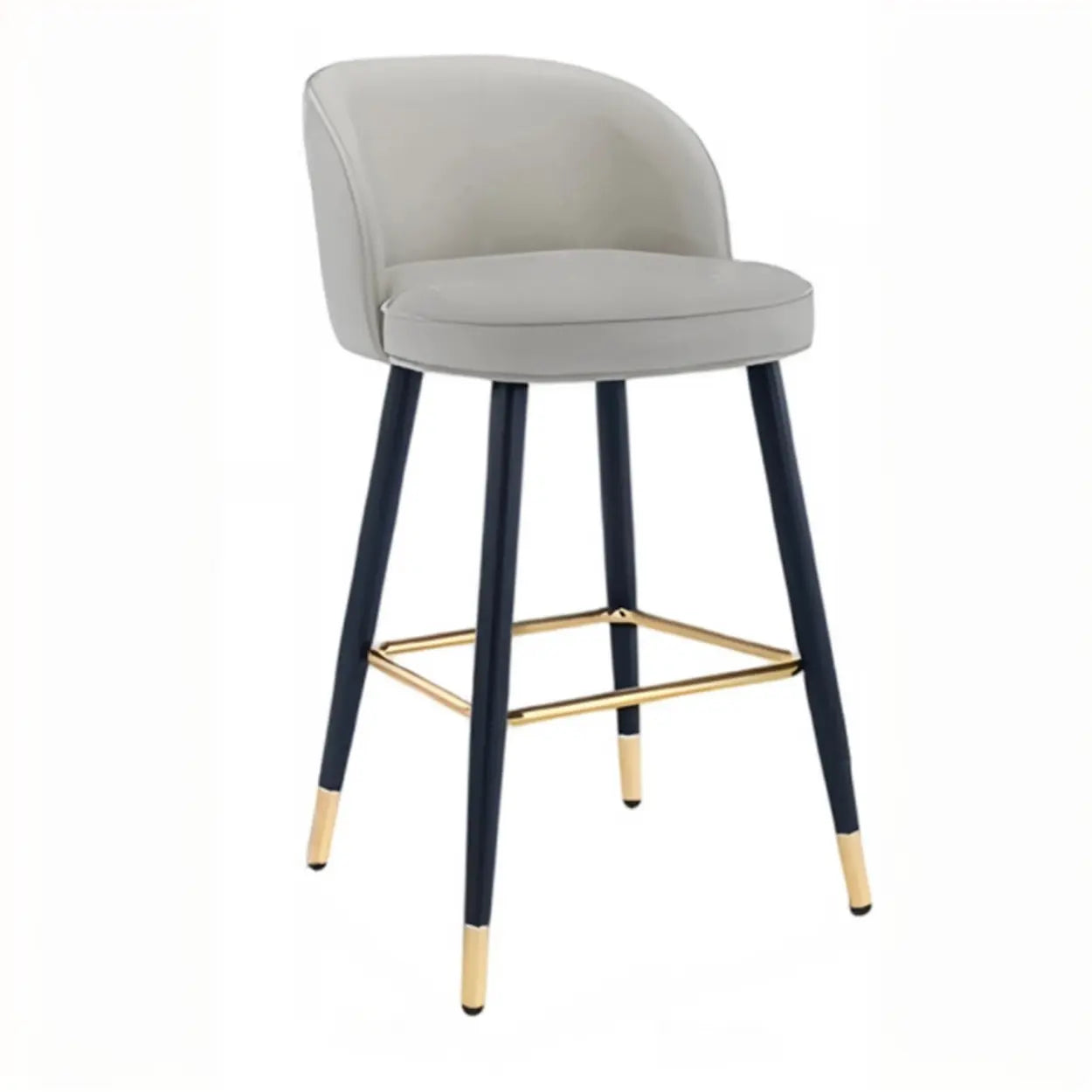 Glam Low Back Upholstered Bucket Bar Stool — Brown
