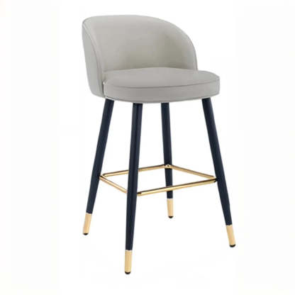 Glam Low Back Upholstered Bucket Bar Stool — Brown
