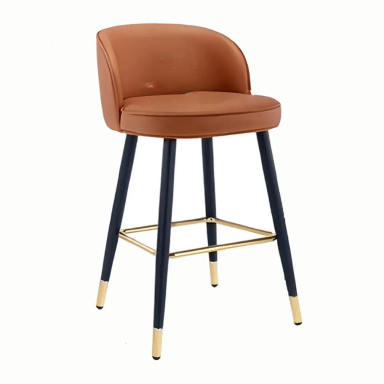 Glam Low Back Upholstered Bucket Bar Stool — Green