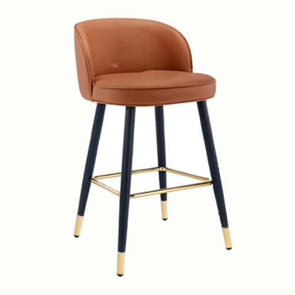 Glam Low Back Upholstered Bucket Bar Stool — Green