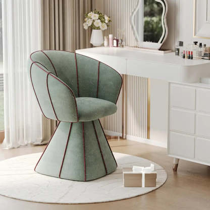 Glam Sherpa Barrel Low-Back Accent Chair — Olive / Non-Swivel