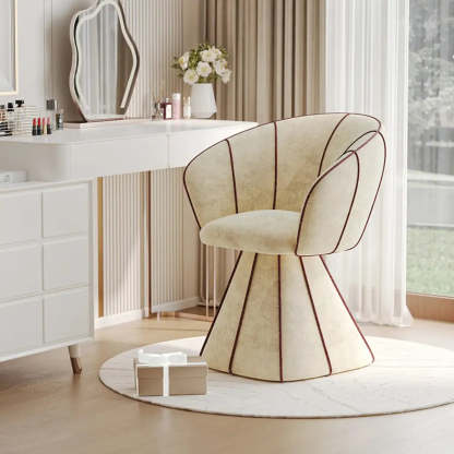 Glam Sherpa Barrel Low-Back Accent Chair — Off-white / Swivel