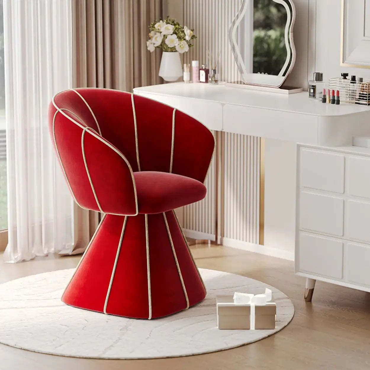 Glam Sherpa Barrel Low-Back Accent Chair — Black / Non-Swivel