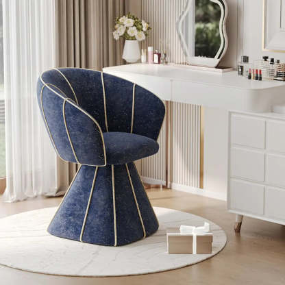 Glam Sherpa Barrel Low-Back Accent Chair — Orange / Swivel