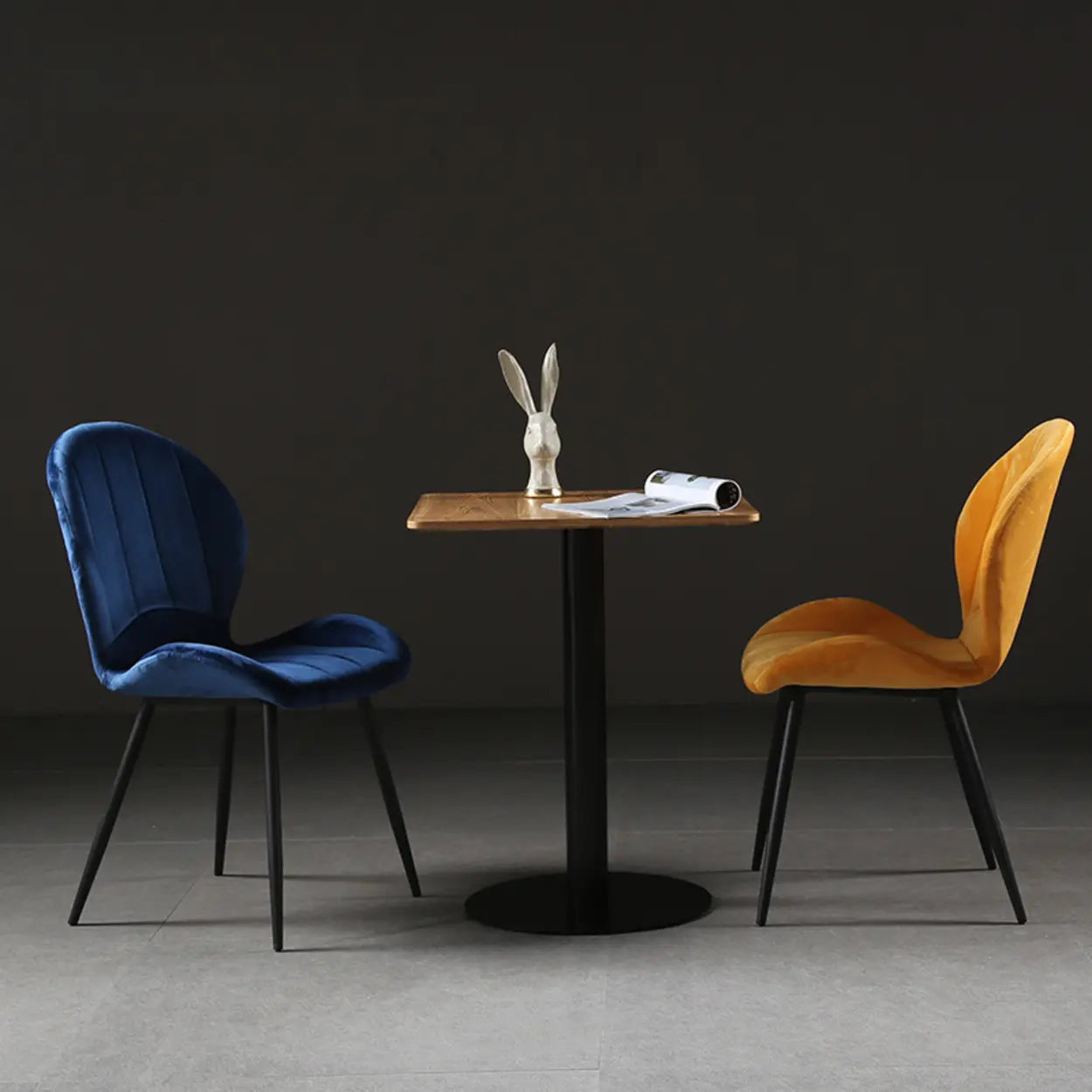 Glam Modern Velvet Accent Dining Chair — Yellow