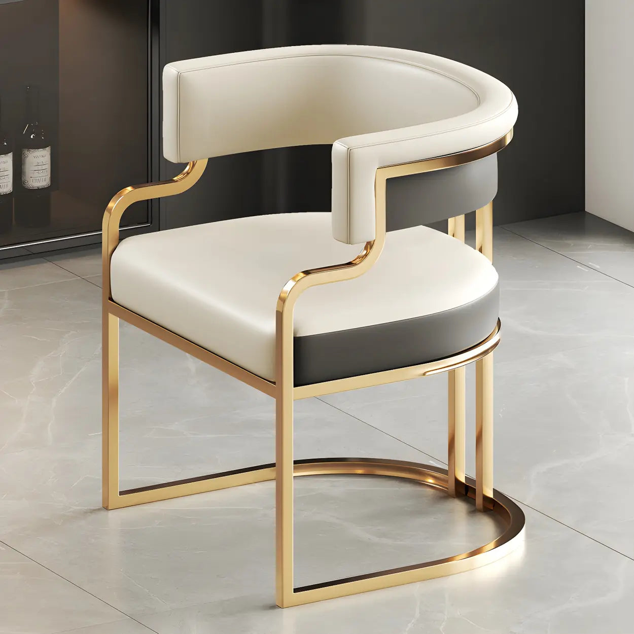 Glam Faux Leather Upholstered Arm Chair