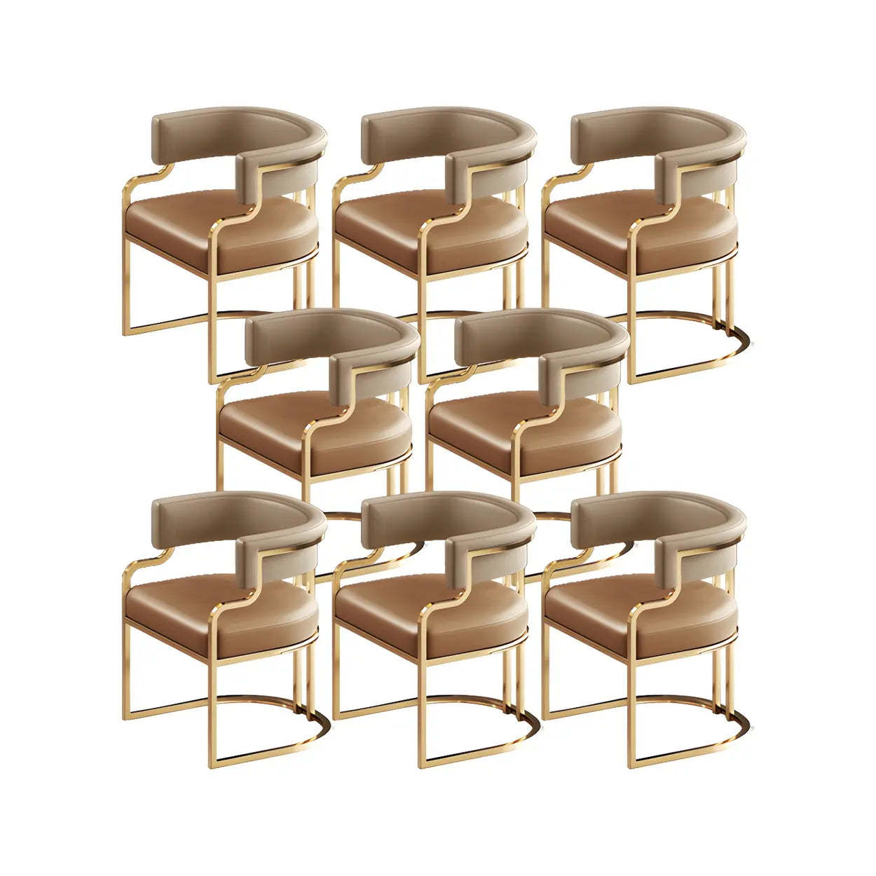 Glam Faux Leather Upholstered Arm Chair