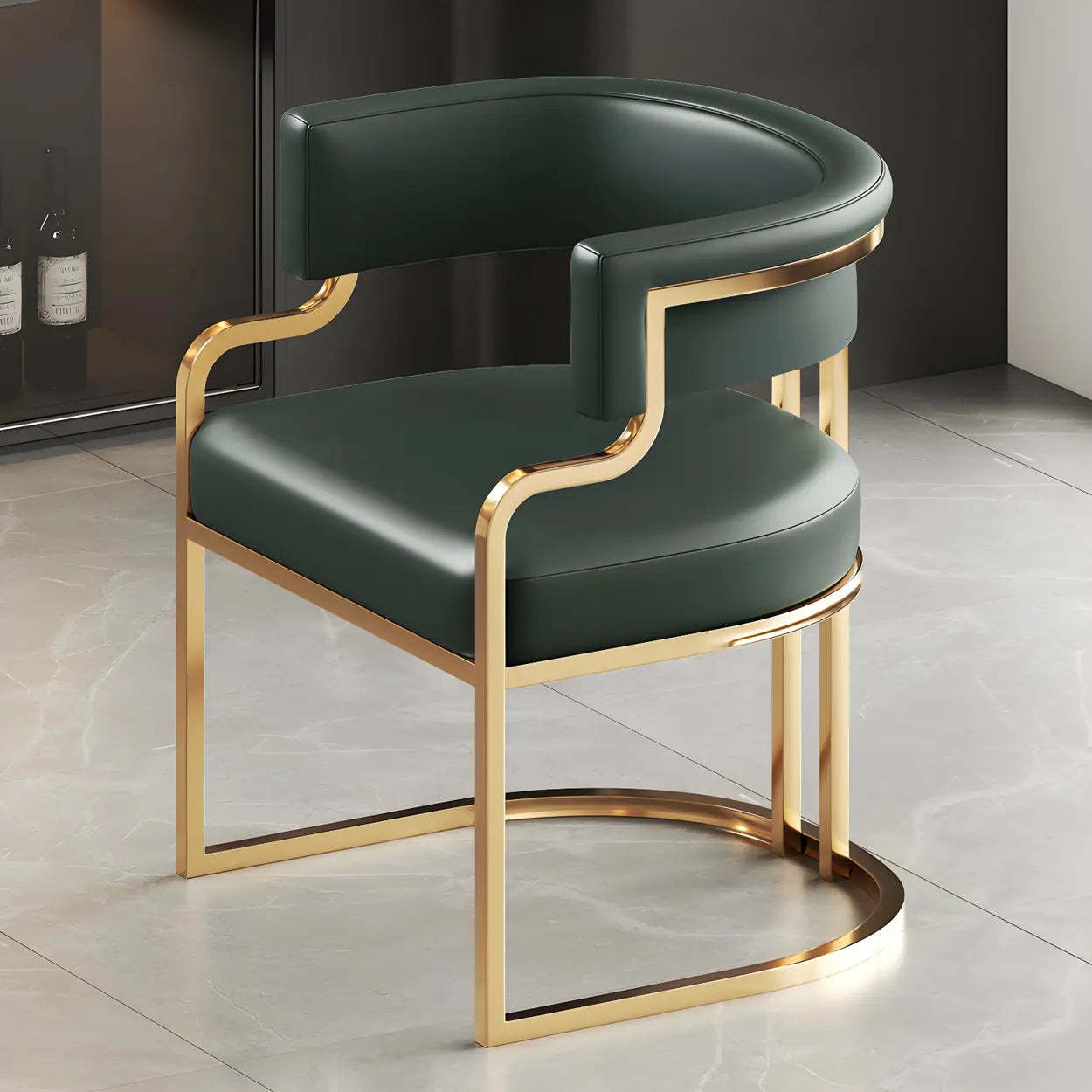 Glam Faux Leather Upholstered Arm Chair
