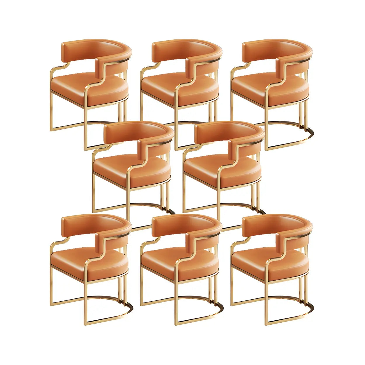 Glam Faux Leather Upholstered Arm Chair