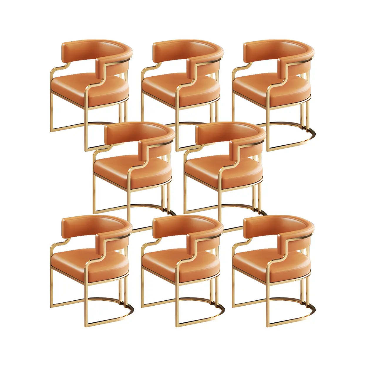 Glam Faux Leather Upholstered Arm Chair