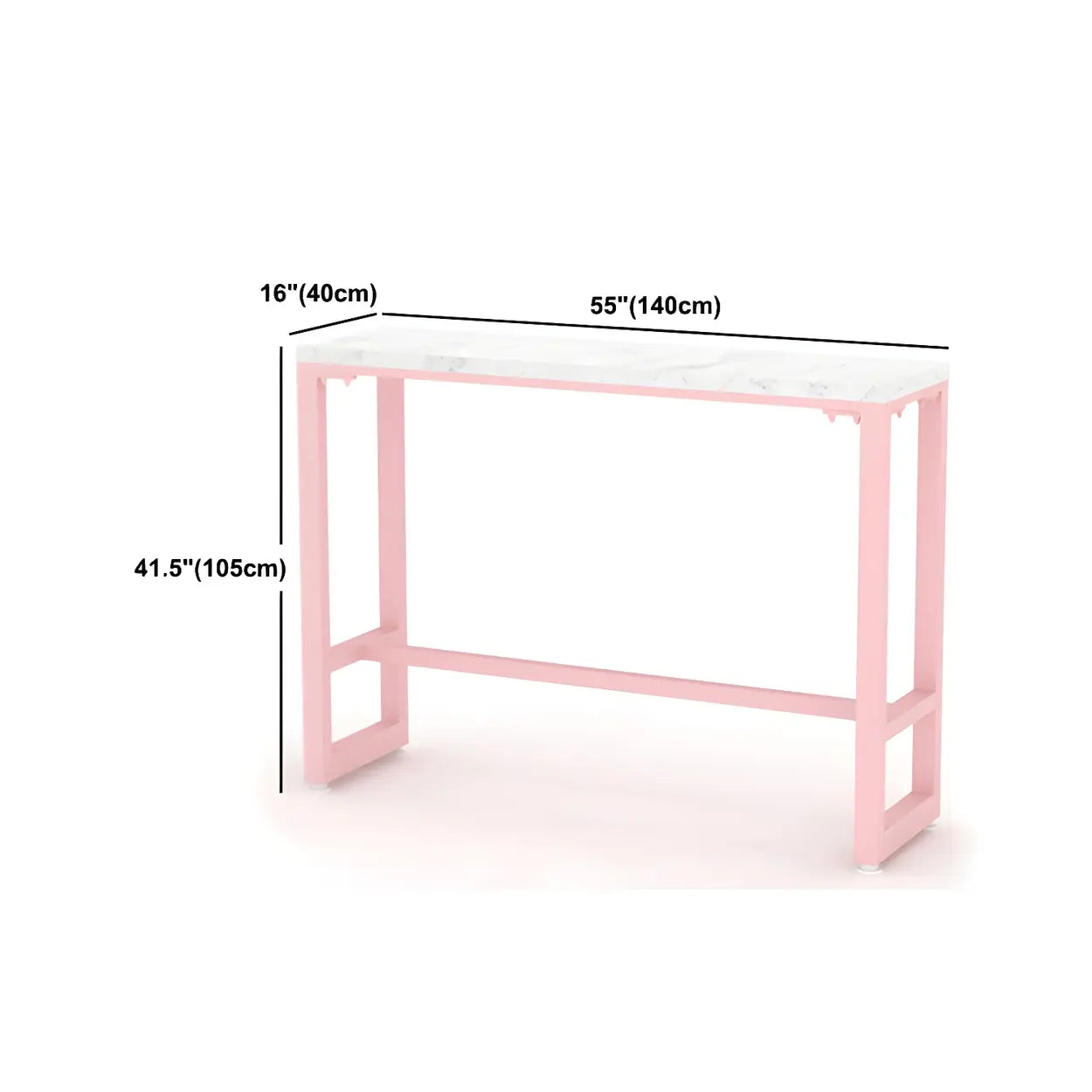 Glam Pink Marble Long Cocktail Bar Table