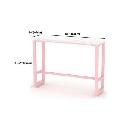 Glam Pink Marble Long Cocktail Bar Table