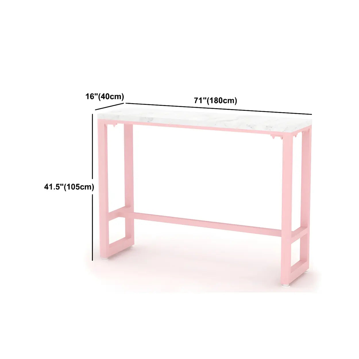 Glam Pink Marble Long Cocktail Bar Table