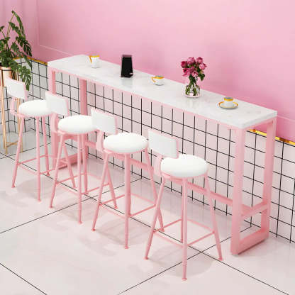 Glam Pink Marble Long Cocktail Bar Table — Table Only