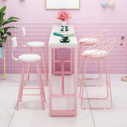 Glam Pink Marble Long Cocktail Bar Table — Table Only