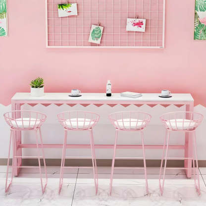 Glam Pink Marble Long Cocktail Bar Table — Table Only