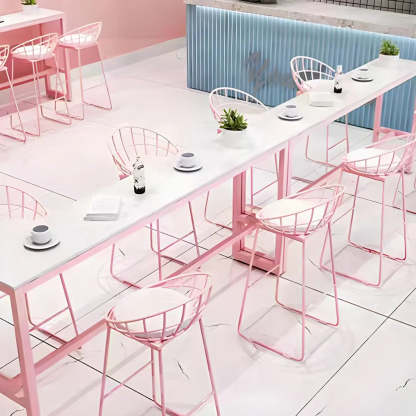Glam Pink Marble Long Cocktail Bar Table — Table Only
