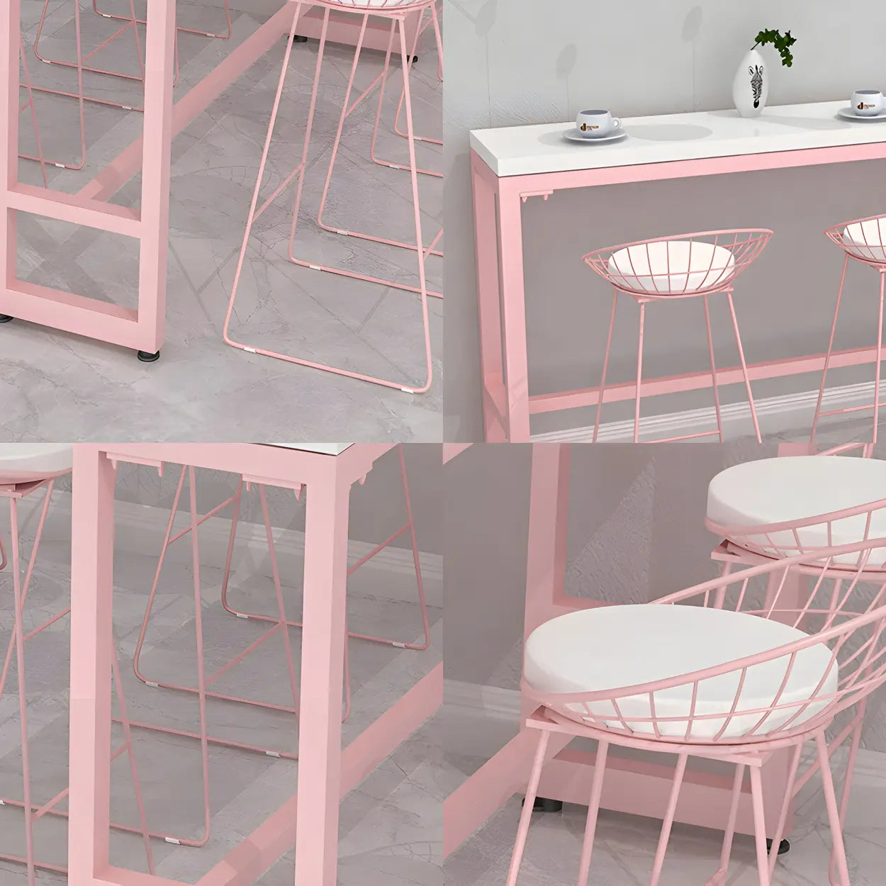 Glam Pink Marble Long Cocktail Bar Table — Table Only