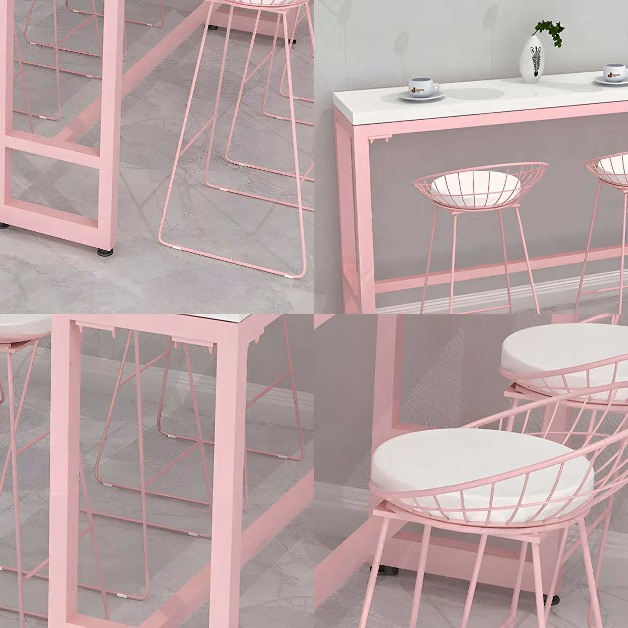 Glam Pink Marble Long Cocktail Bar Table — Table Only