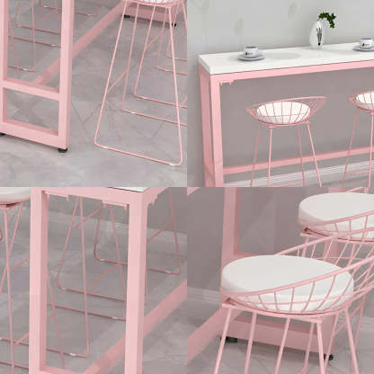 Glam Pink Marble Long Cocktail Bar Table — Table Only