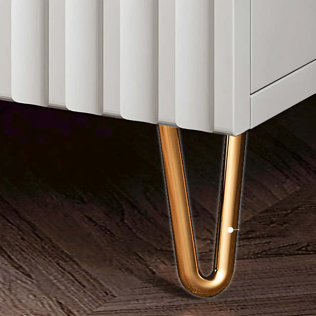 Glam Rectangular White Wood Nightstand with Storage Drawers — 1 Piece