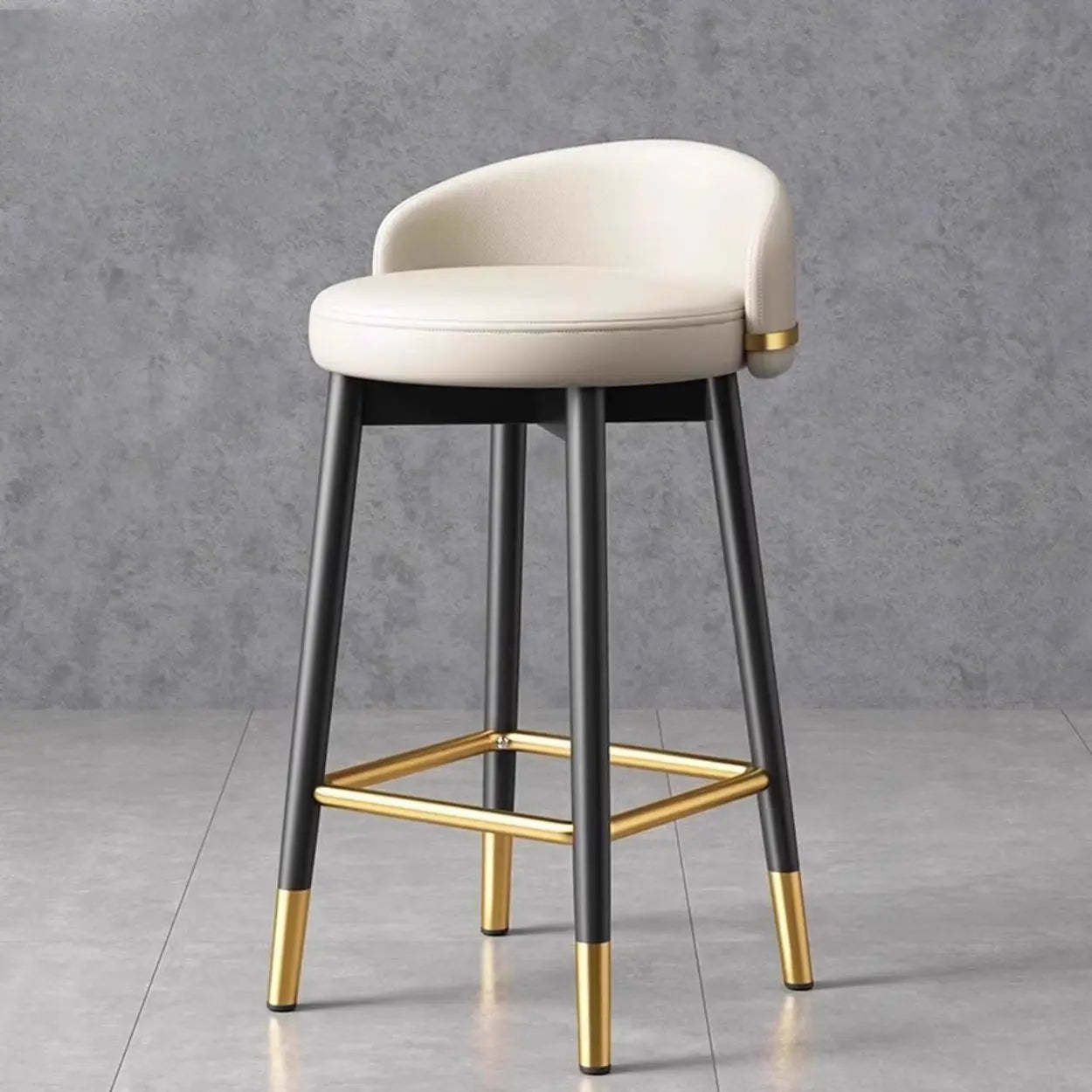 Glam Round Leather Bar Stool with Footrest